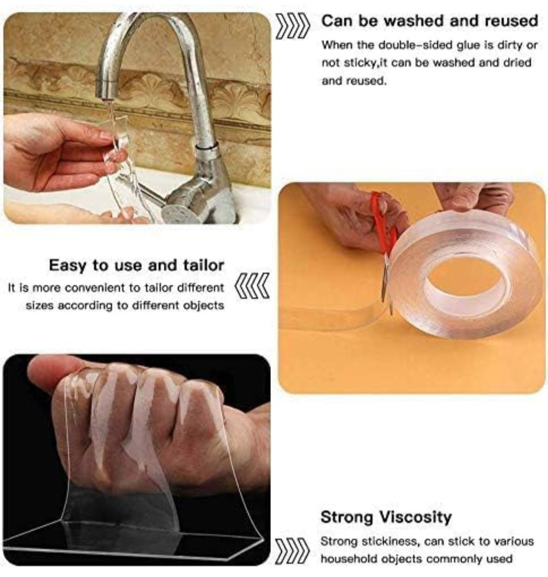 Double Sided Tech Tape – Reusable Damage free Tape (1 buy get more free)