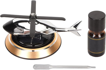 Solar Helicopter Air Freshener - Rotating Car Aroma Diffuser (Gold)