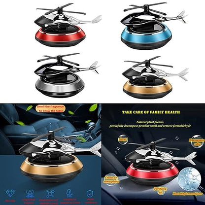 Solar Helicopter Air Freshener - Rotating Car Aroma Diffuser (Gold)