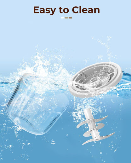 USB Rechargeable Wireless Electric Chopper for Kitchen 30 Watts with Stainless Steel Blades for Onion, Garlic, Vegetables, Nuts - 250 ml