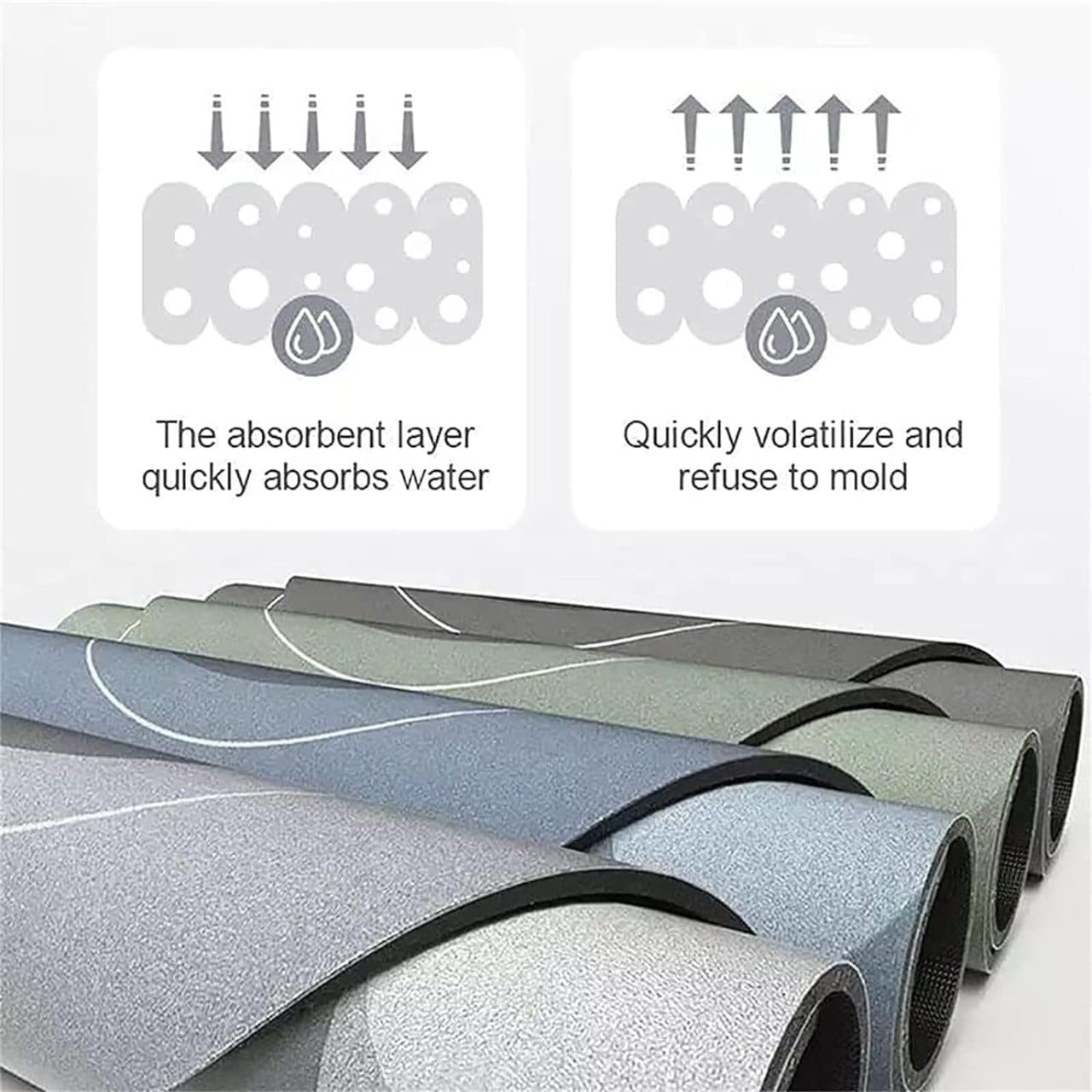 2 PC Square Kitchen Mat Water Absorbent And Quick Drying Kitchen Rugs